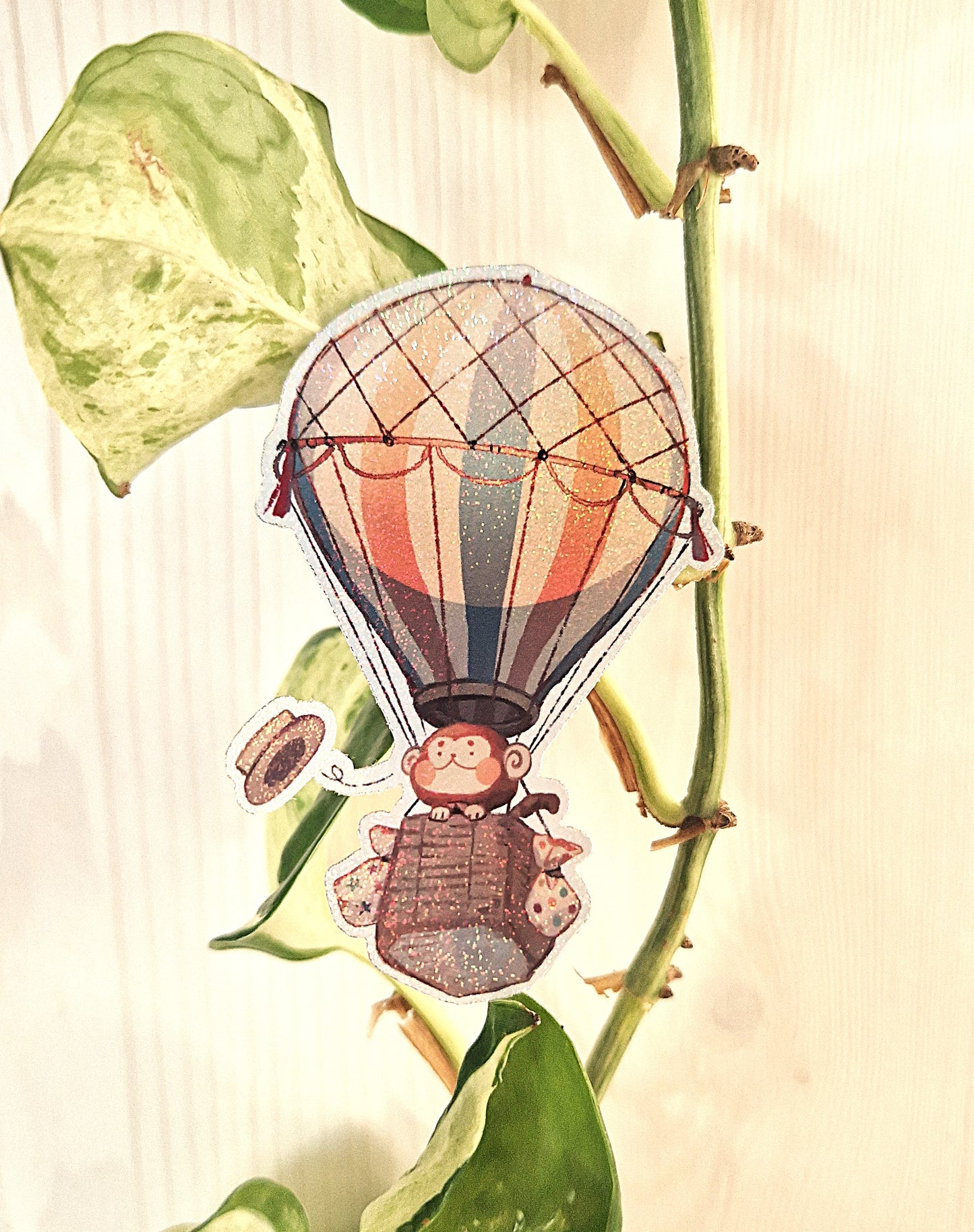 [Monkee'sFinest] Monkee Hot Air Balloon - Handmade holografischer Einzel Aufkleber