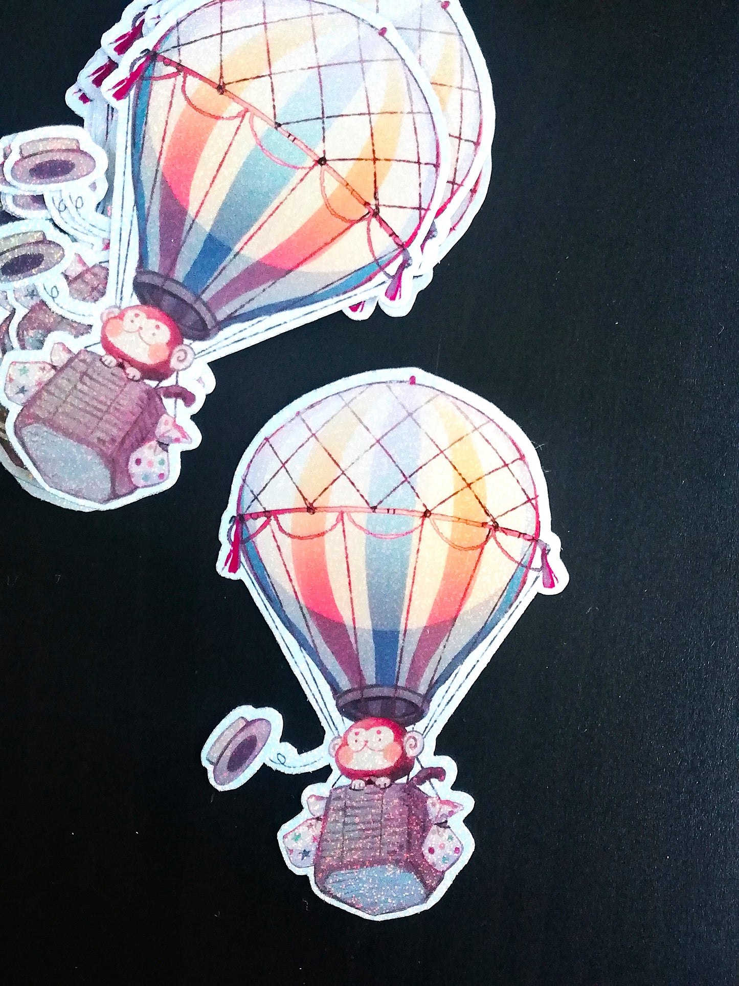 [Monkee'sFinest] Monkee Hot Air Balloon - Handmade holografischer Einzel Aufkleber