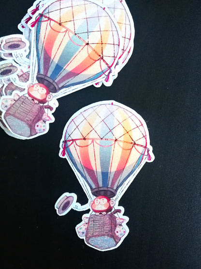 [Monkee'sFinest] Monkee Hot Air Balloon - Handmade holografischer Einzel Aufkleber