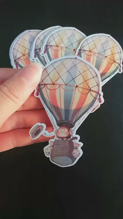 [Monkee'sFinest] Monkee Hot Air Balloon - Handmade holografischer Einzel Aufkleber